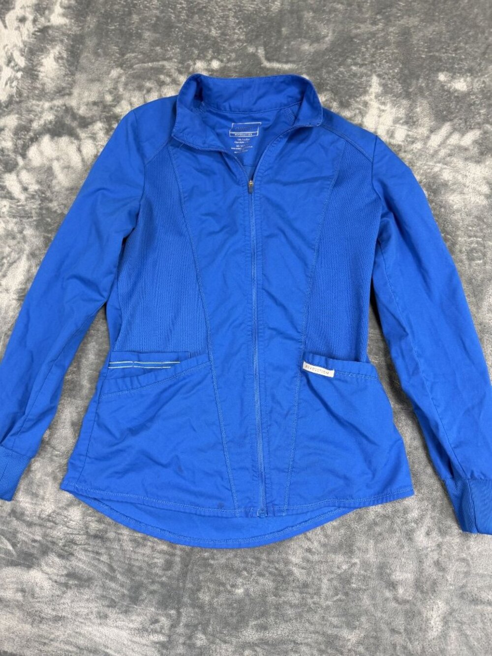 Cherokee Womens Blue Zip Front Scrub Jacket XS Workwear Revolution Stretch